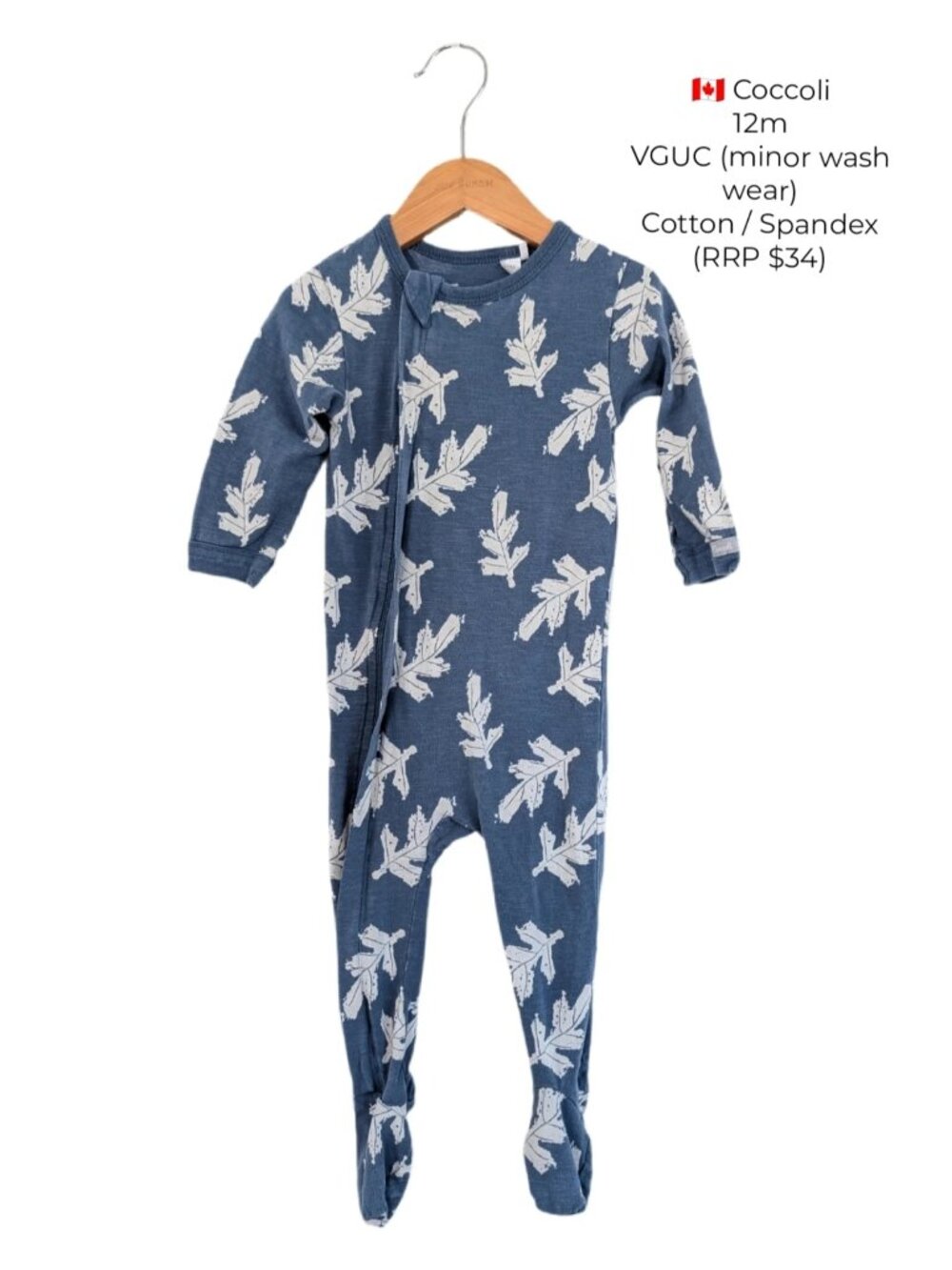 Coccoli Blue Leaf Footed Sleeper 12m‎